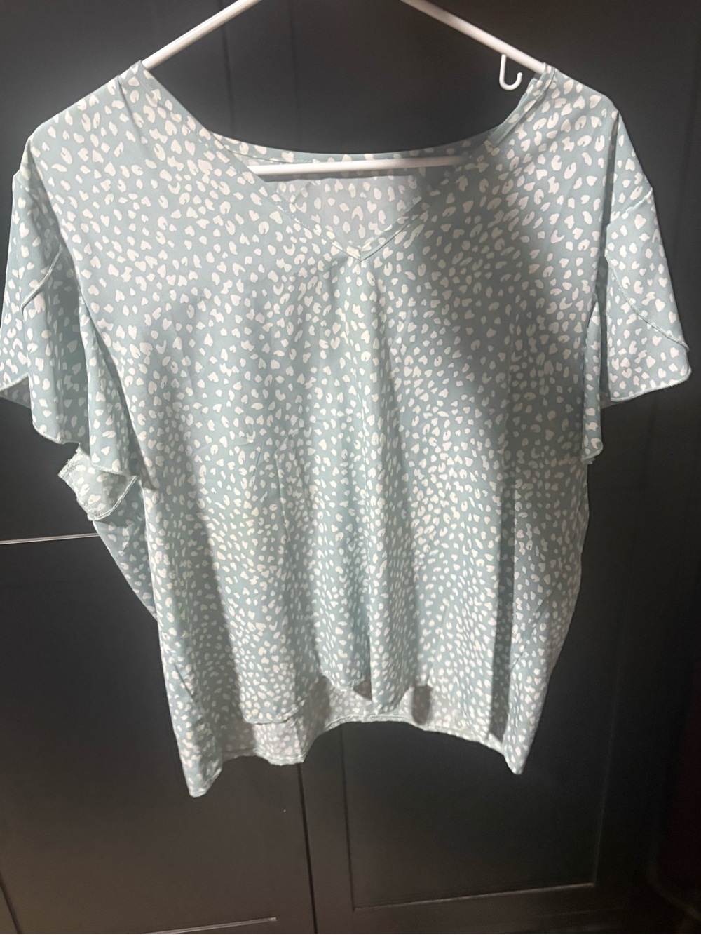 Light Blue Printed Short Sleeve Women's Top